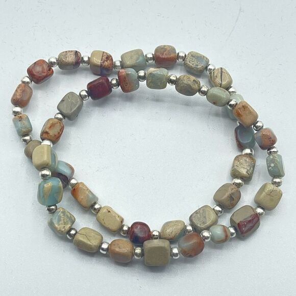 Creek jasper cube crystal beaded stretch bracelet ONE NEW reiki meditation yoga - Picture 7 of 7